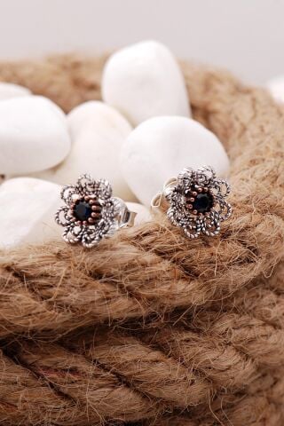 Safir Taşlı Telkari Elişi Gümüş Küpe 5575