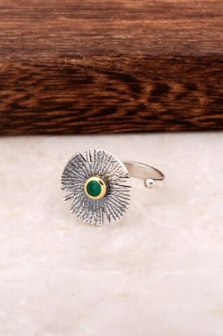 Çekiç Dövme Nilüfer Tasarım Gümüş Yüzük 2865