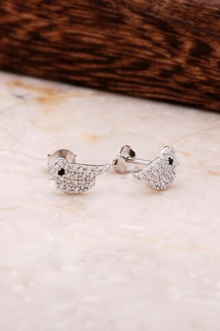 Kuşlu Gümüş Küpe 4818