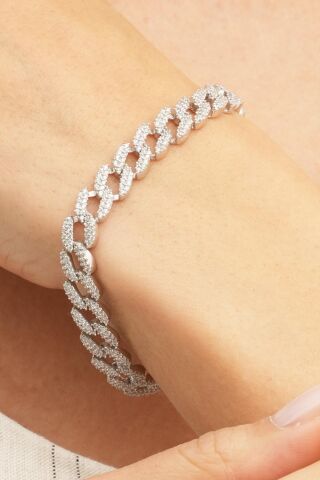 Taşlı Gurmet Gümüş Zincir Bileklik 3476