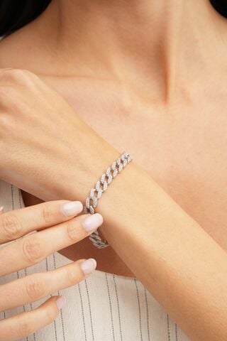 Taşlı Gurmet Gümüş Zincir Bileklik 3476