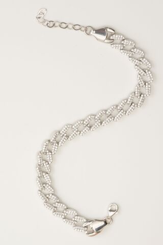 Taşlı Gurmet Gümüş Zincir Bileklik 3476