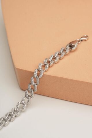 Taşlı Gurmet Gümüş Zincir Bileklik 3476