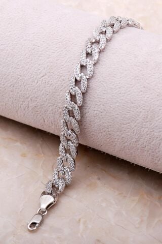 Taşlı Gurmet Gümüş Zincir Bileklik 3476