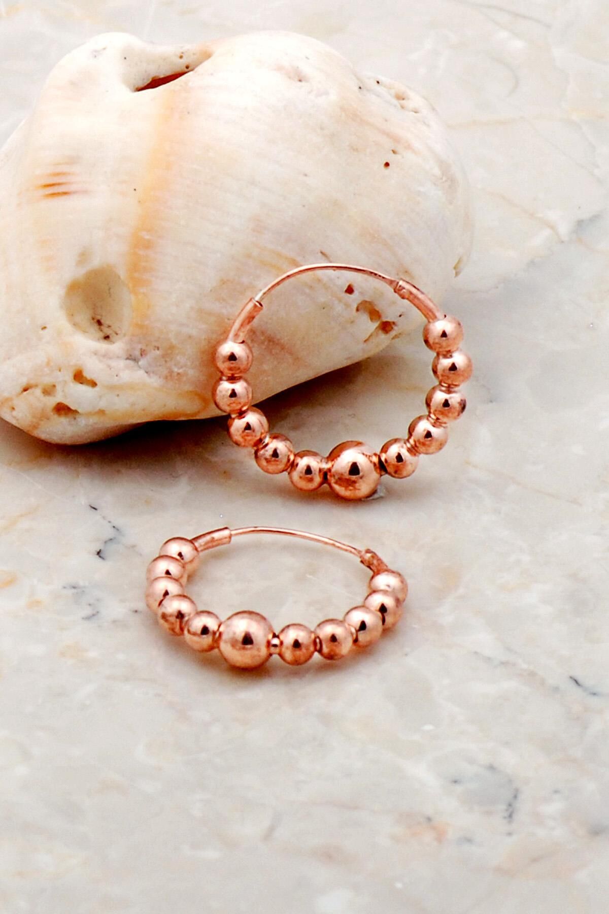 Toplu Şarnel 22 Mm Rose Gümüş Halka Küpe 5244