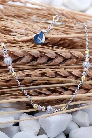 Dorika Altın Yaldızlı Rose Rodyumlu 925 Ayar Gümüş Bileklik 14