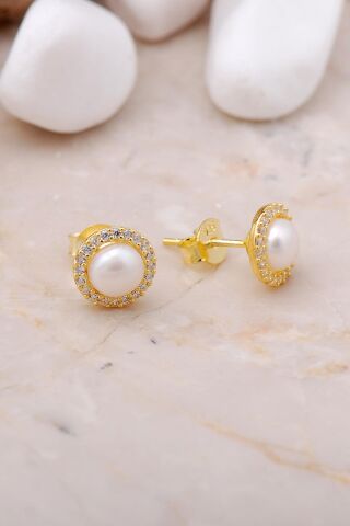 İnci Taşlı Altın Yaldızlı Gümüş Trend Üçlü Set 2491