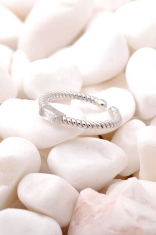 Baget Sarma Rodyumlu Gümüş Tasarım Yüzük 3482