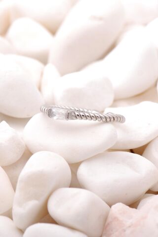 Baget Sarma Rodyumlu Gümüş Tasarım Yüzük 3482