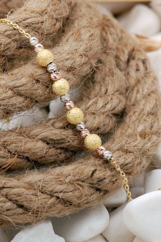 Dorika Altın Yaldızlı Rose Rodyumlu 925 Ayar Gümüş Bileklik 15