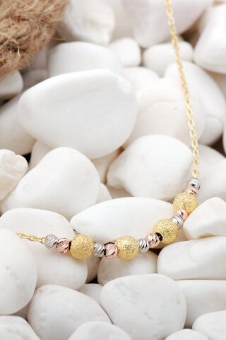 Dorika Altın Yaldızlı Rose Rodyumlu 925 Ayar Gümüş Bileklik 15