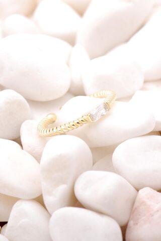 Baget Sarma Altın Yaldızlı Gümüş Tasarım Yüzük 3483