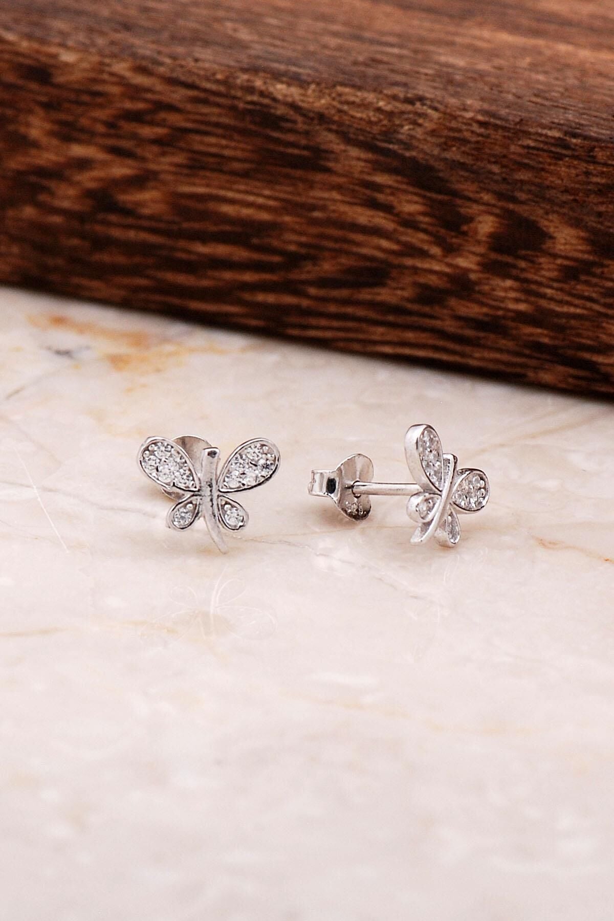 Kelebek Gümüş Küpe 4821