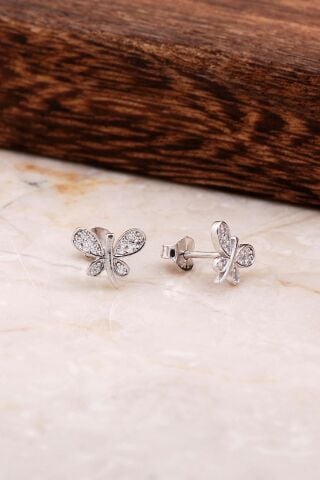 Kelebek Gümüş Küpe 4821