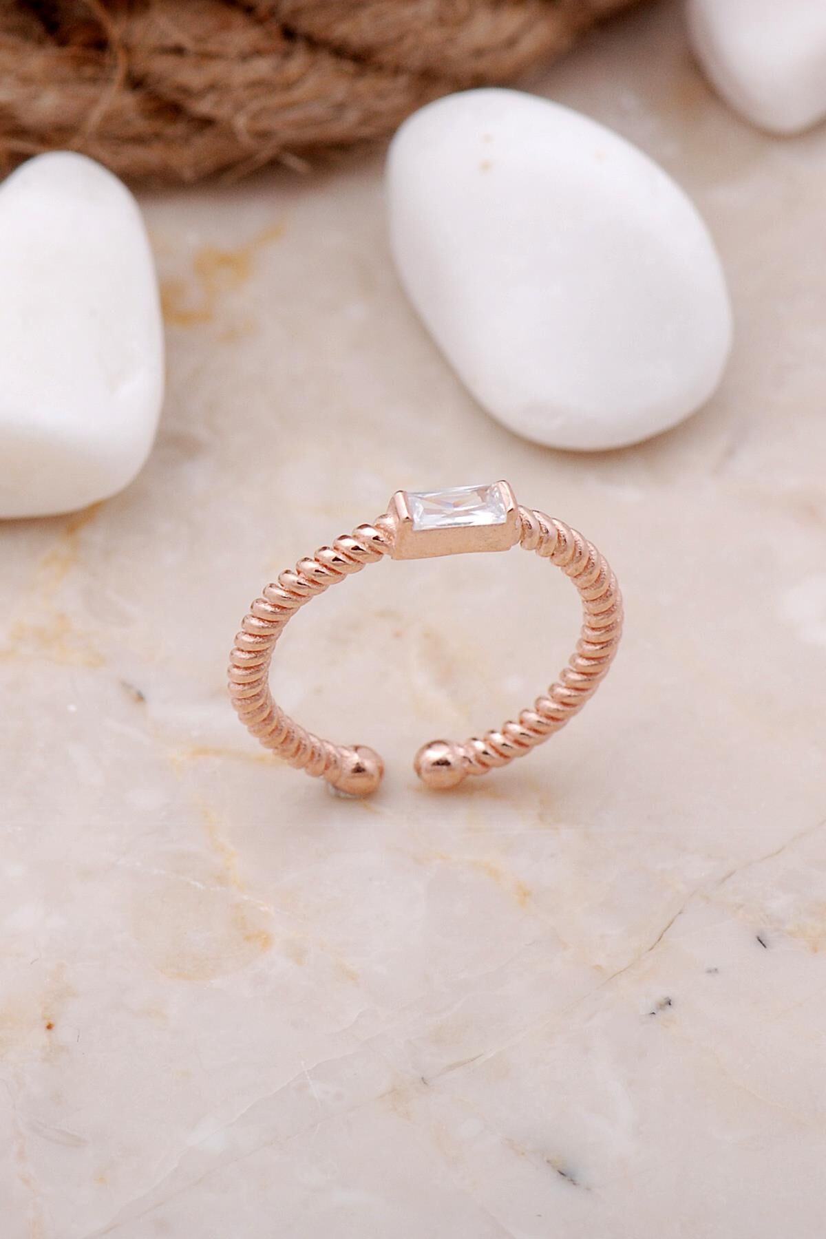 Baget Sarma Rose Gümüş Tasarım Yüzük 3484