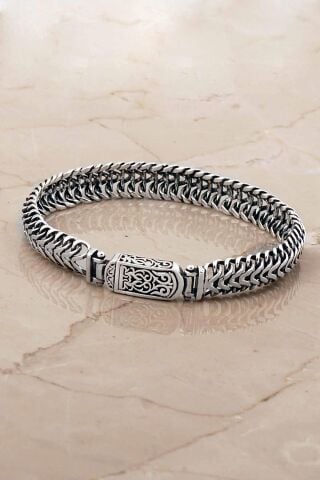 Balık Sırtı Tasarım 21,5 Cm Gümüş Erkek Bileklik 4774