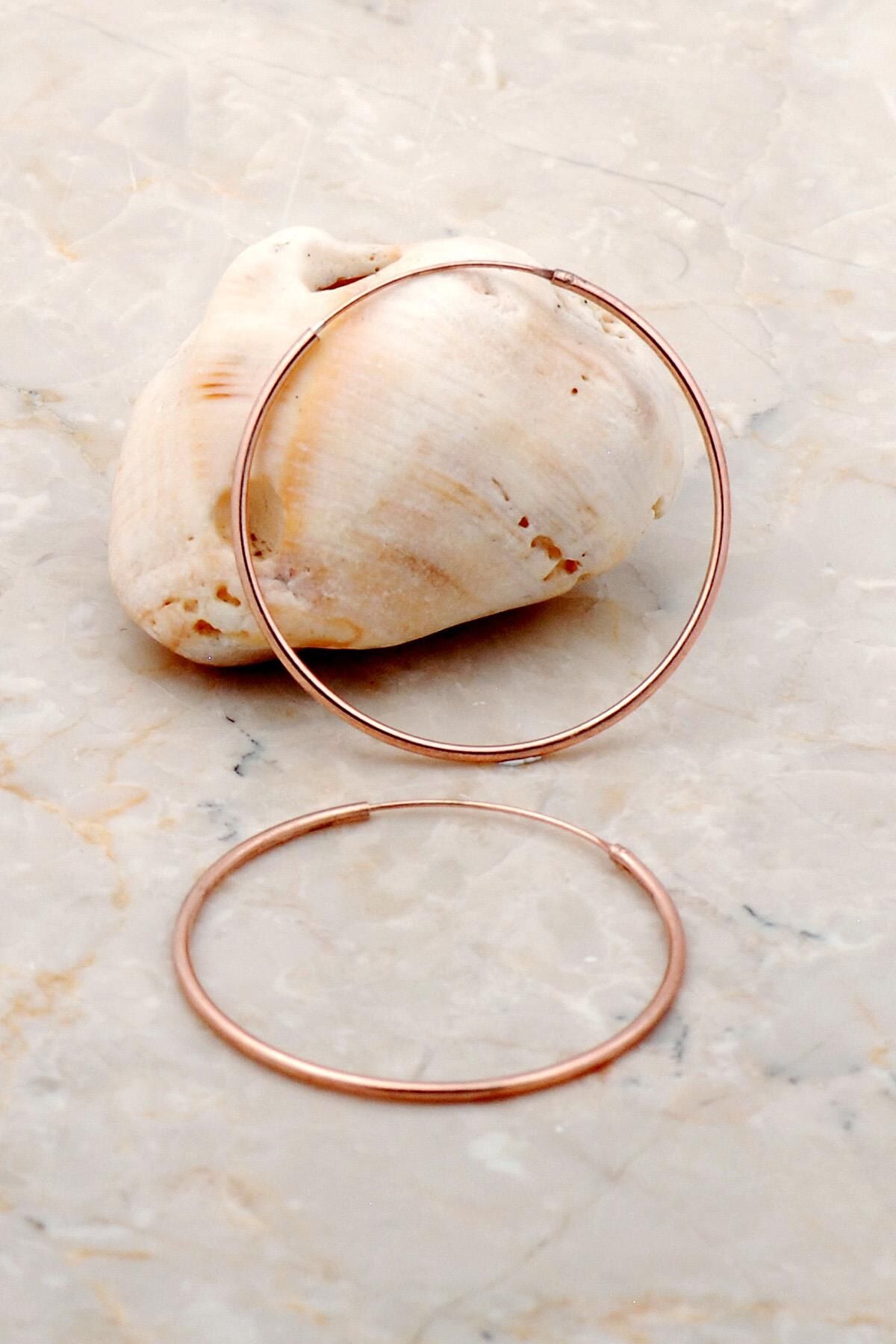 Rose Gümüş 4 Cm Halka Küpe 5249