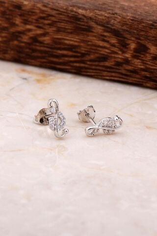 Sol Anahtar Gümüş Küpe 4822