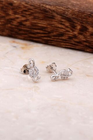 Sol Anahtar Gümüş Küpe 4822