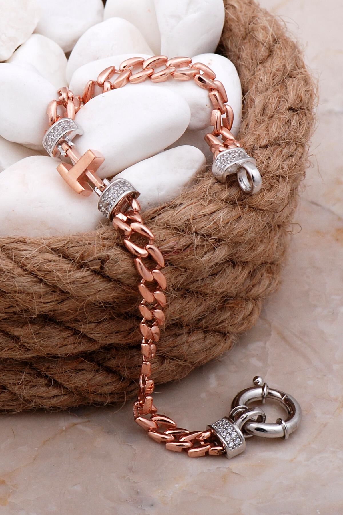 T Harfli Gurmet Rose Gümüş Bileklik 4092