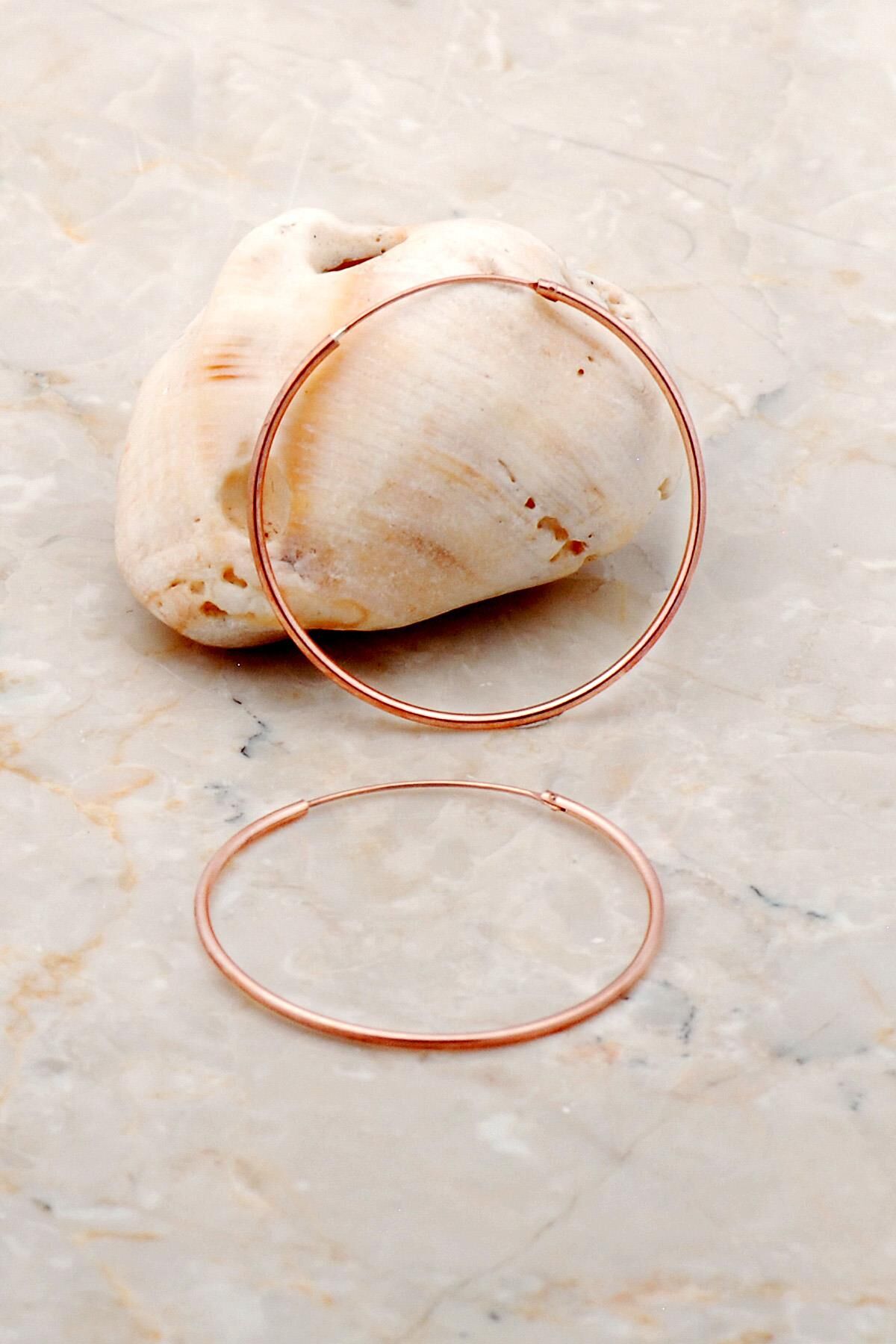 Rose Gümüş 3,5 Cm Halka Küpe 5250