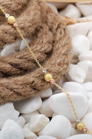 Dorika Altın Yaldızlı Rose Rodyumlu 925 Ayar Gümüş Bileklik 19