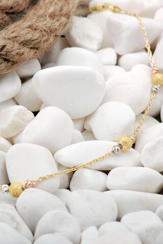 Dorika Altın Yaldızlı Rose Rodyumlu 925 Ayar Gümüş Bileklik 19