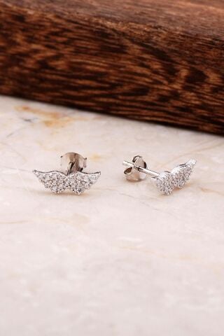 Melek Kanadı Gümüş Küpe 4824