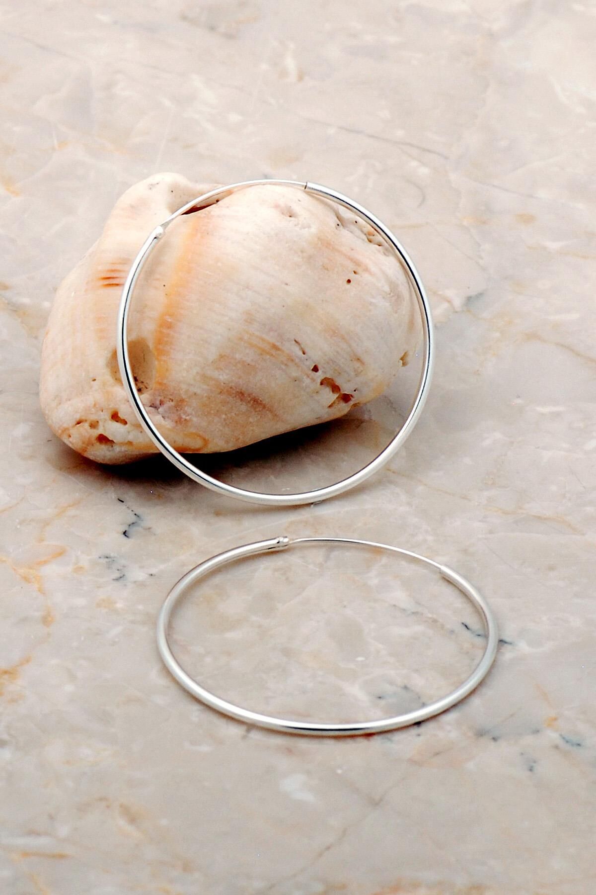 Şarnel 4 Cm Gümüş Halka Küpe 5251