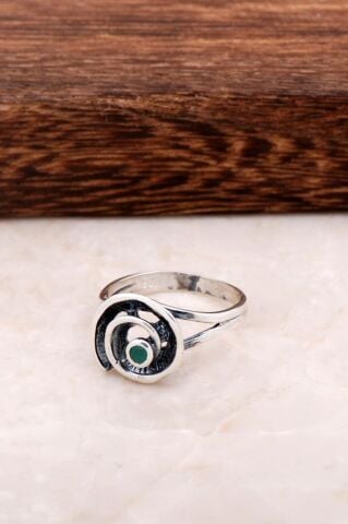 Çekiç Dövme Salyangoz Tasarım Gümüş Yüzük 2868