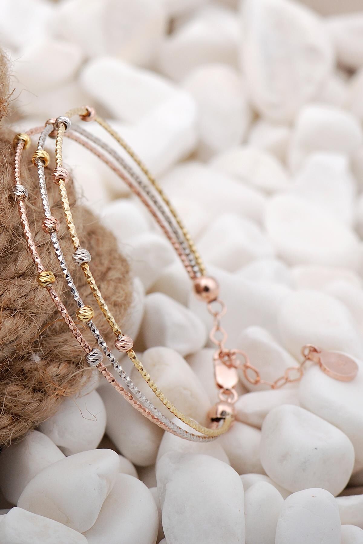 Dorissa Rodyumlu Rose Altın Yaldızlı Gümüş Bilezik 09