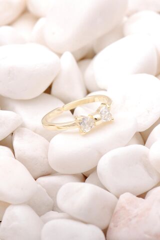 Fiyonk Altın Yaldızlı Gümüş Tasarım İnce Yüzük 3489