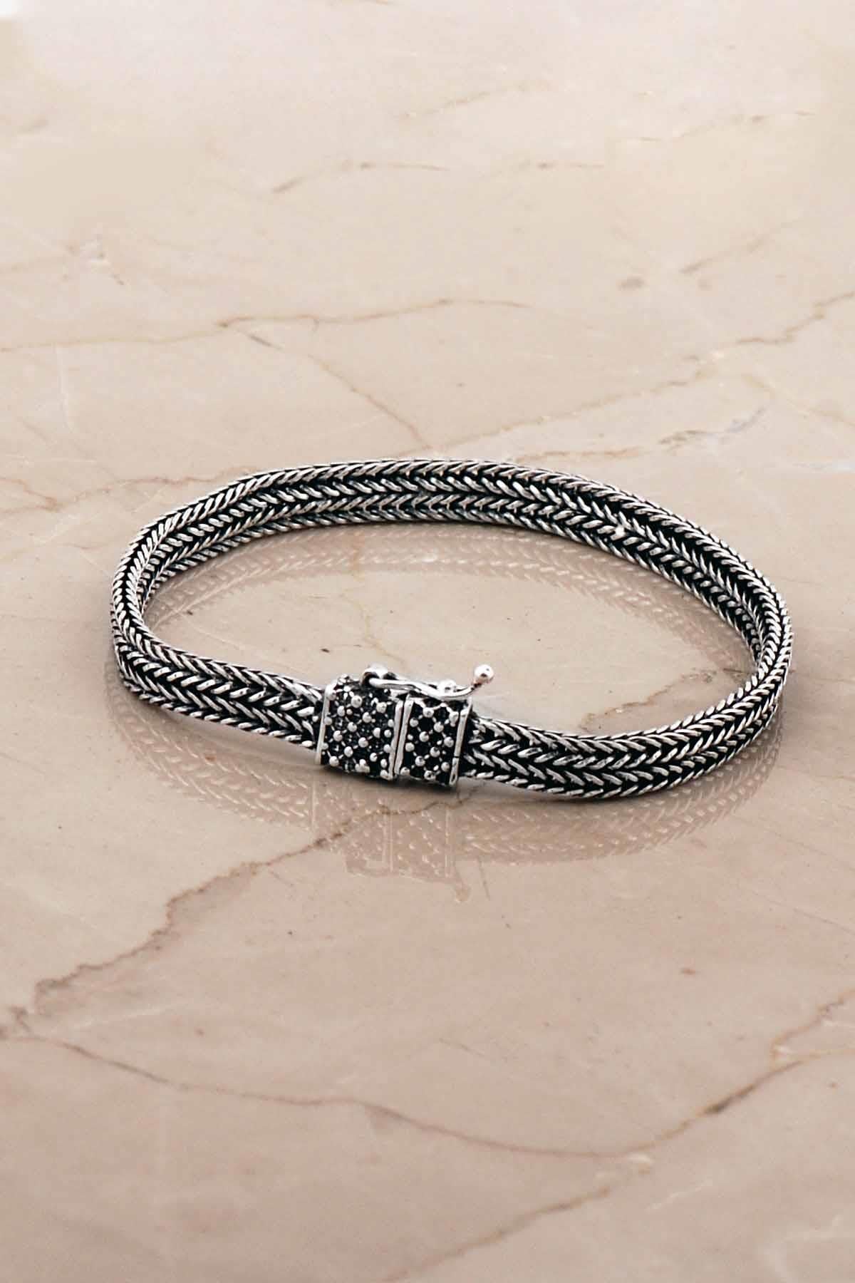 Hasır Elişi 20 Cm Gümüş Erkek Bileklik 4779