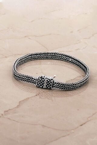 Hasır Elişi 20 Cm Gümüş Erkek Bileklik 4779