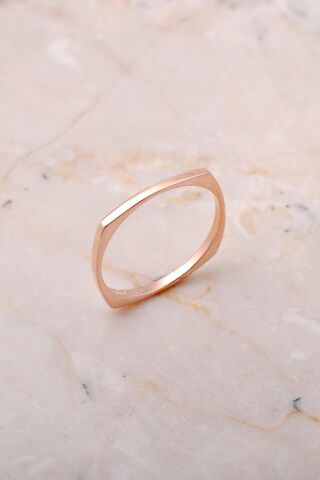 Kare Rose Gümüş İnce Tasarım Yüzük 3492