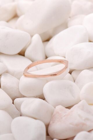 Kare Rose Gümüş İnce Tasarım Yüzük 3492