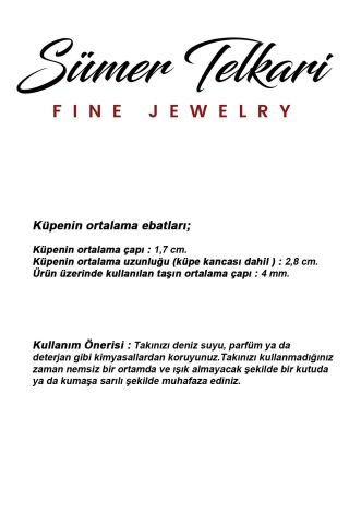 Safir Taşlı Telkari Elişi Altın Kaplama Gümüş Çiçek Küpe 7250