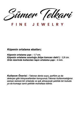 Safir Taşlı Telkari Elişi Altın Kaplama Gümüş Çiçek Küpe 7250