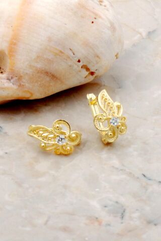 Altın Yaldızlı Telkari Elişi Gümüş Küpe 5261