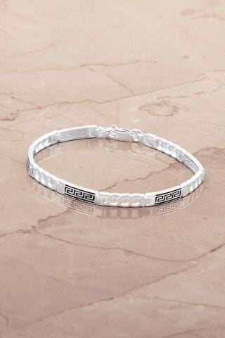 Desenli Gurmet 19,5 Cm Gümüş Erkek Bileklik 4782