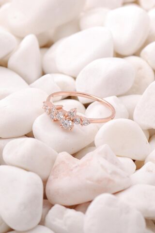 Lady Rose Gümüş Sıra Taşlı Yüzük 3495