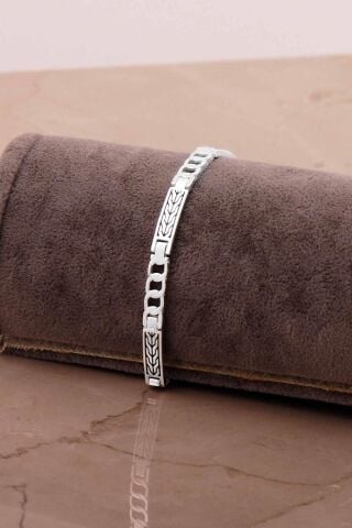 Desenli Gurmet 19,5 Cm Gümüş Erkek Bileklik 4783