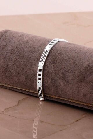 Desenli Gurmet 19,5 Cm Gümüş Erkek Bileklik 4784