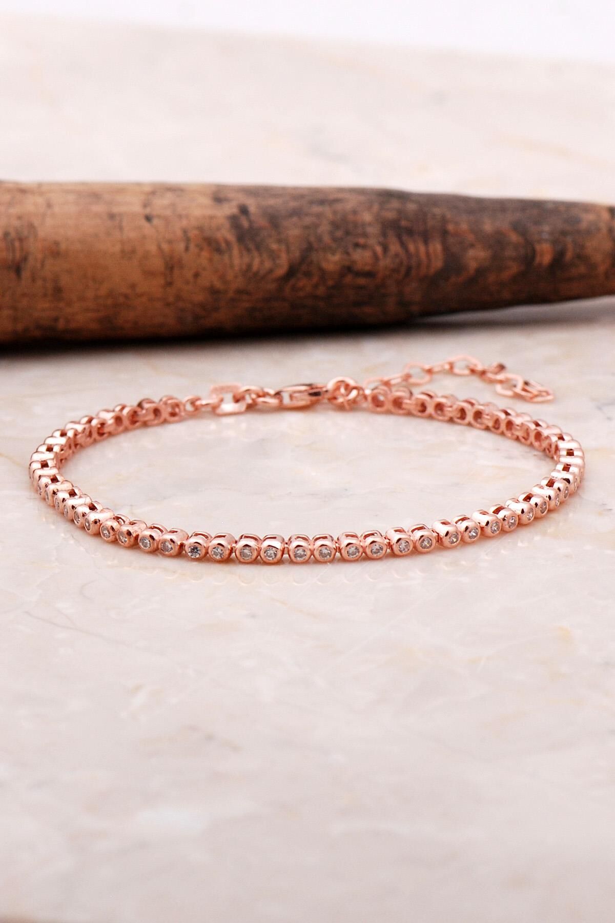 Rose Gümüş Su Yolu Bileklik 3494