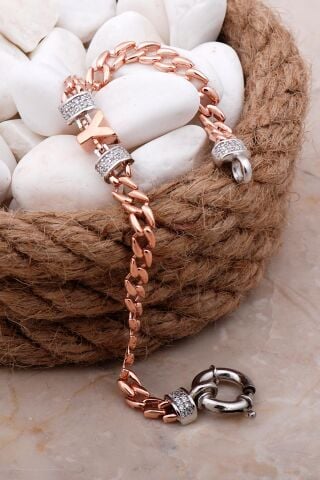 Y Harfli Gurmet Rose Gümüş Bileklik 4104