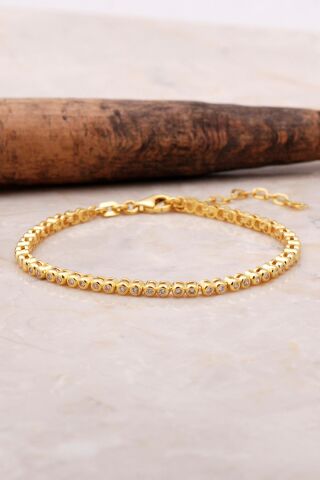 Su Yolu Altın Yaldızlı Gümüş Bileklik 3495