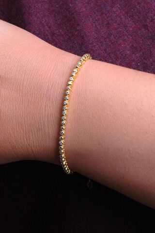 Su Yolu Altın Yaldızlı Gümüş Bileklik 3495