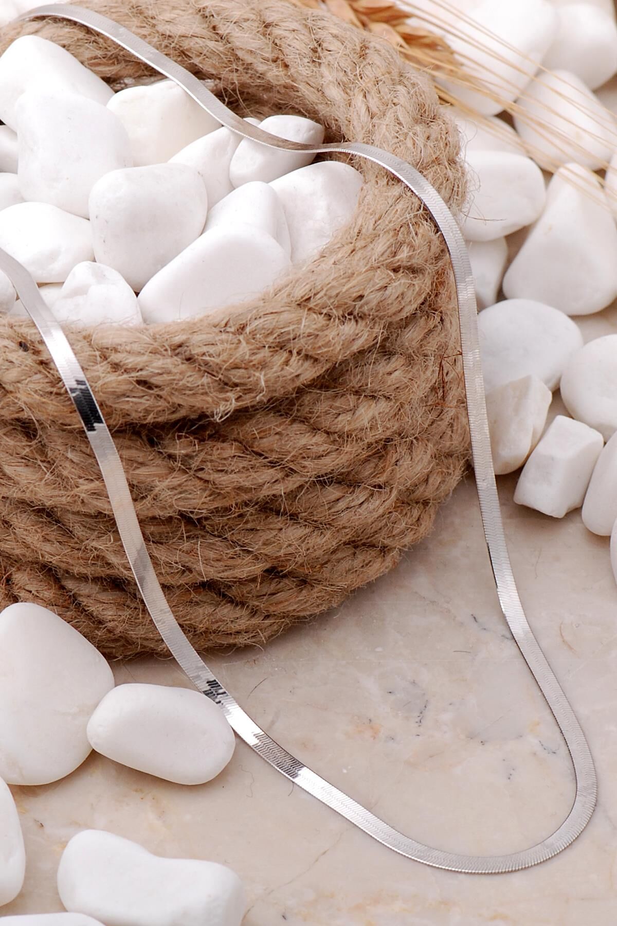 İtalyan Ezme 40 Cm Rodyumlu Gümüş Kolye 226