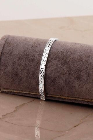 Desenli 21 Cm Gümüş Erkek Bileklik 4786
