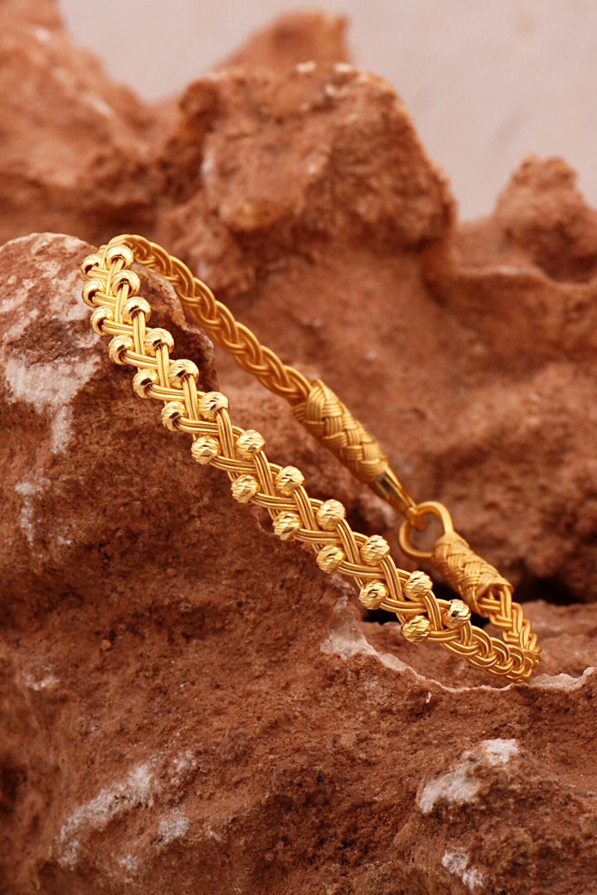 Dorika Kazaziye İşlemeli Altın Yaldızlı Örgü 1000 Ayar Gümüş Bileklik 4607